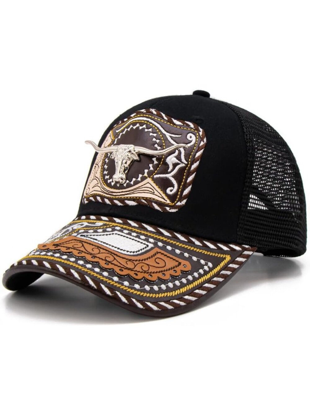 Men's E Black Polyester Western Vintage Cowboy Cute Baseball Cap
